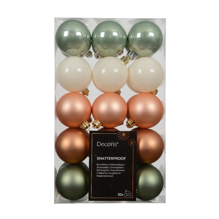 <h4>Christmas bauble Ball plastic  60mm x30 ass.</h4>