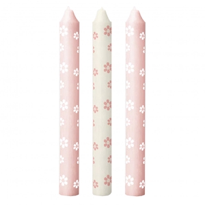 Kaars Flowers d2.2*20cm x3 ass.