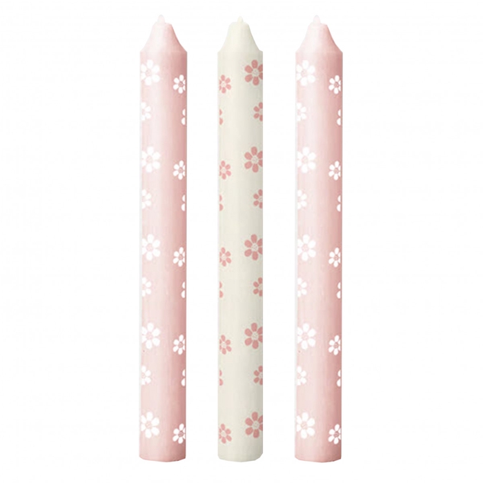 <h4>Kaars Flowers d2.2*20cm x3 ass.</h4>