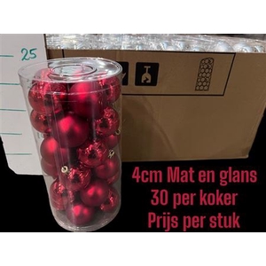 Kerstbal Red Mix Mat En Glans Rood 4cm