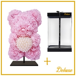 Arr6 Deco Beer 25cm - Licht Roze Diamant Hart
