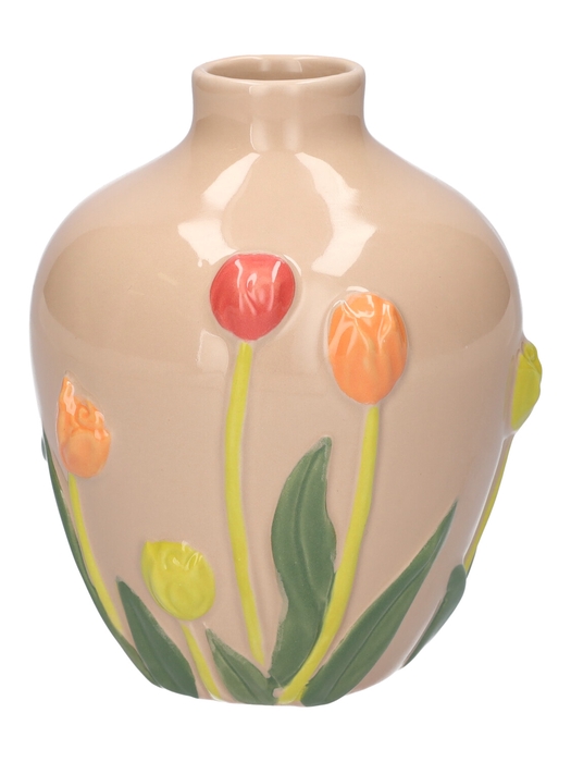 <h4>DF03-666850700 - Vase Flory d4/12.5xh14.5 taupe</h4>