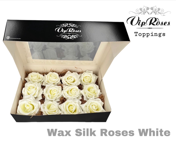 WAX SILK ROSES WHITE