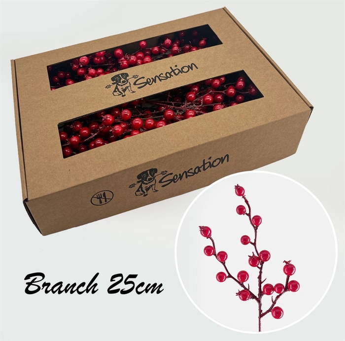 <h4>Zijde Berry Pick Spray Small Rood 25cm</h4>