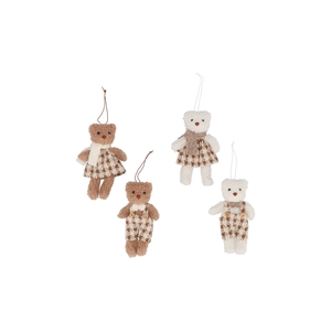 Loulou Scottish Brown Hanger Bear Check Ass 4x8x14cm