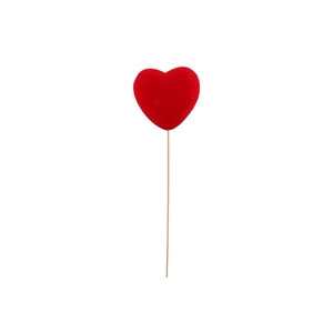 Pick Red Heart Flock On Stick 15x7+60cm