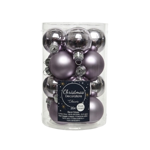KERSTBAL GLASS 35MM FROSTED LILAC 16PCS