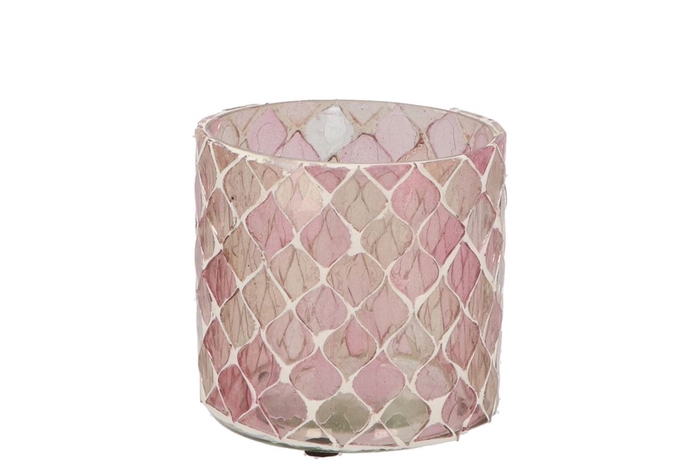 <h4>Glowing Mosaic Pink Mix T-lights 8x8cm</h4>