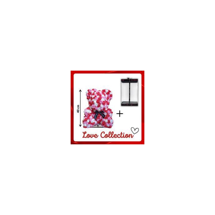 <h4>Arr6 Deco Beer 40cm - Rood Pink Wit</h4>
