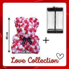 Arr6 Deco Beer 40cm - Rood Pink Wit