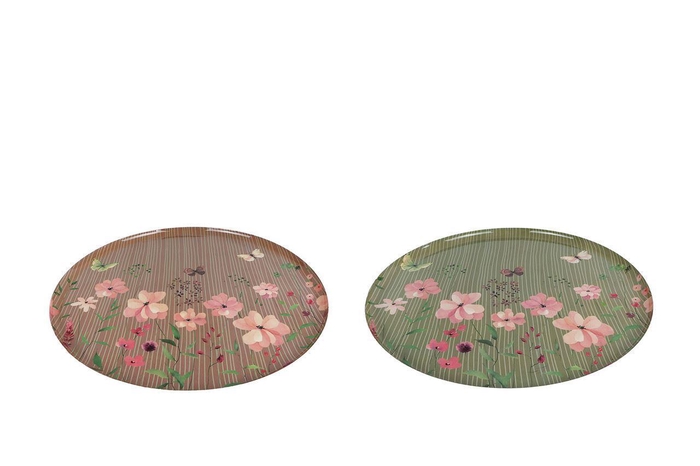 <h4>"Dienblad ""Floral"" gr/roze 34x34x</h4>