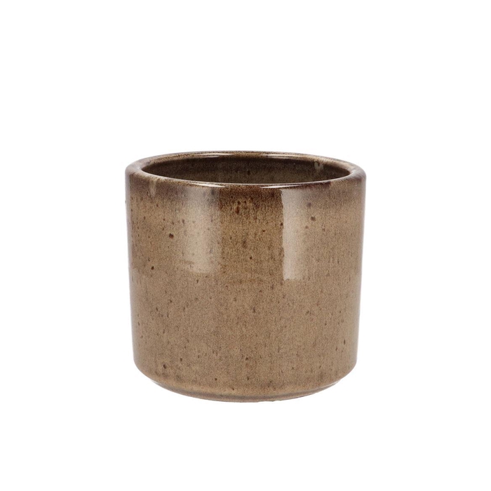 <h4>Javea Cilinder Pot Glazed Taupe 13x12cm</h4>