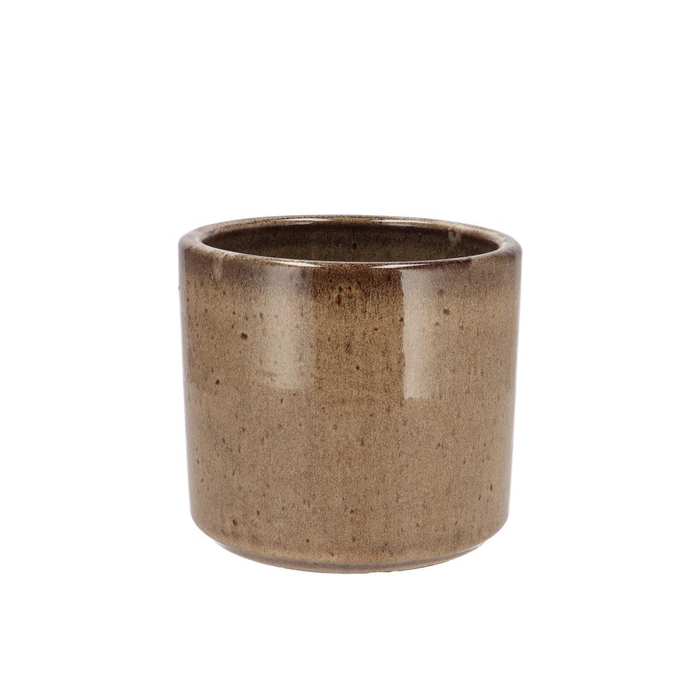 <h4>Javea Cilinder Pot Glazed Taupe 13x12cm</h4>