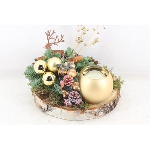 arr5 Kerst MB - Hout nature schijf wax gold