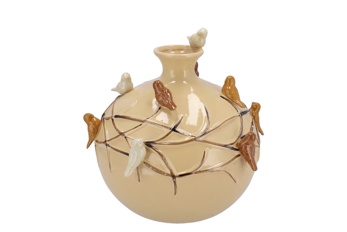 Bird Vase Globe Sand 23x23x23cm Nm