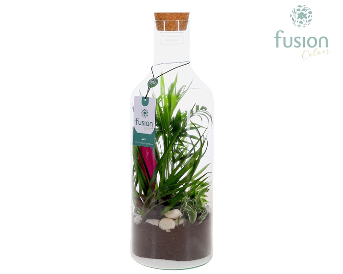 <h4>Green Bottle Fles Medium met arrangement</h4>