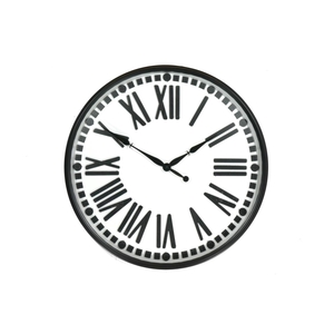 Clock Mtl/glass  Ø60cm Blk/wht