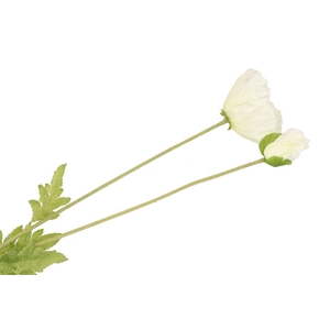 Silk Poppy Leaf White 96cm Nm