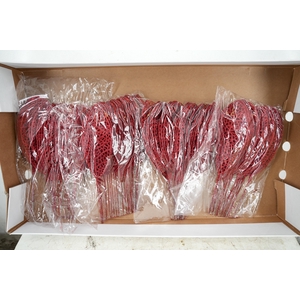 Pick Leaf glitter open 14x6cm+10cm wire red 25pce/bag