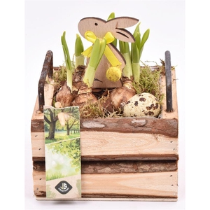 Hout vierk. met handvat 12,5x12,5cm