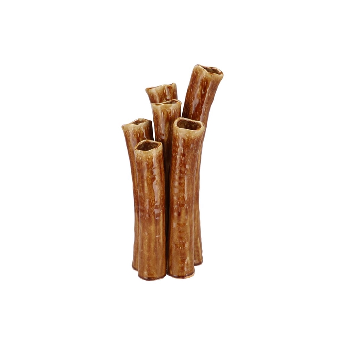 <h4>Inga Barrier Brown Vase Tube Active Glaze 18x16x39cm</h4>