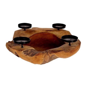 Candleholder 4 Teak Erosi H11.5D30