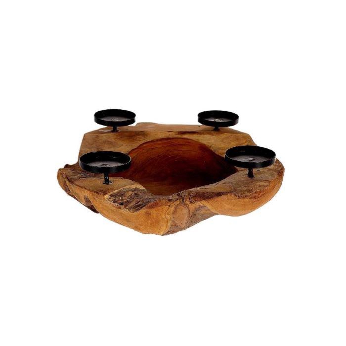<h4>Candleholder 4 Teak Erosi H11.5D30</h4>