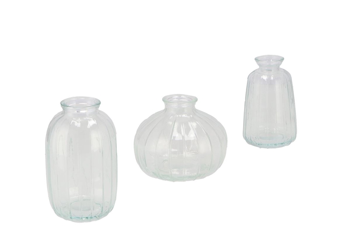 Dayah Transparent Glass Bottle S/3 7x11cm Nm