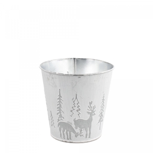 Kerst Zink X-mas pot d12.5*12.5cm