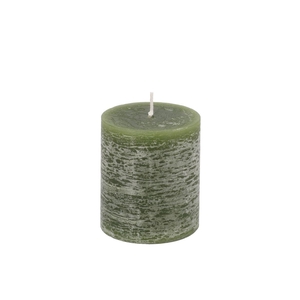 Candle Rustic Pillar Green 7x8cm