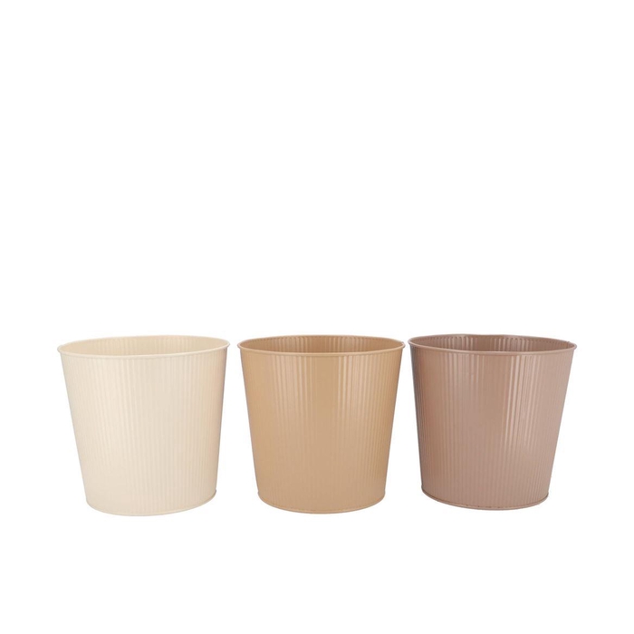 <h4>Zinc Natural Brown Mix Bucket Striped Ass 17x16x13cm</h4>