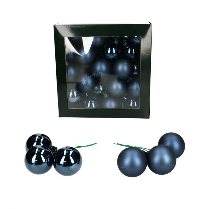 Christmas bauble Ball/wire 40mm combi x36