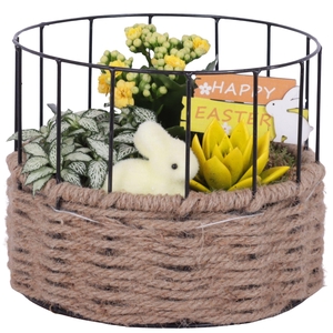 Easter Arr. Indoor Metal Frame Rope pot Round Ø21cm 3PP