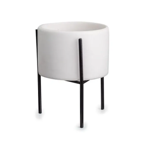 CACHEPOT BRANCO COM SUPORTE EM METAL P 09969 P IMP