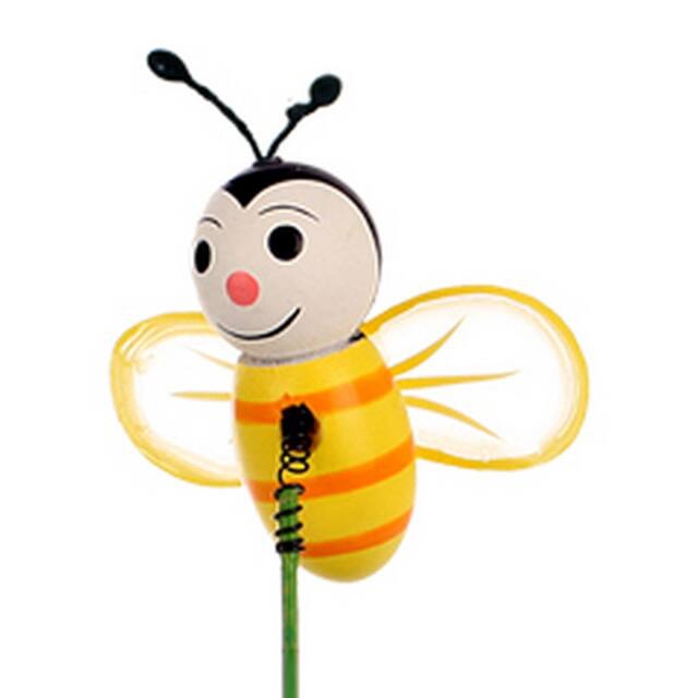 <h4>Bijsteker Bij hout happy 5.5cm+12cm stok geel/zwa</h4>