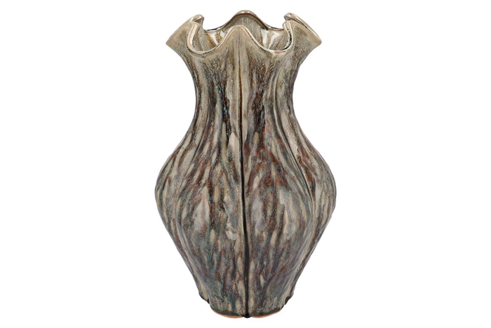 <h4>Inga Driss Green Vase Active Glaze 27x27x44cm</h4>