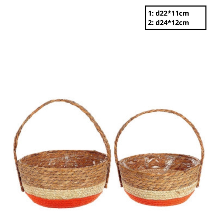 <h4>Basket sets Makka handle S/2 d24*12cm</h4>