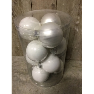 KERSTBAL GLASS 90MM WHITE 12PCS