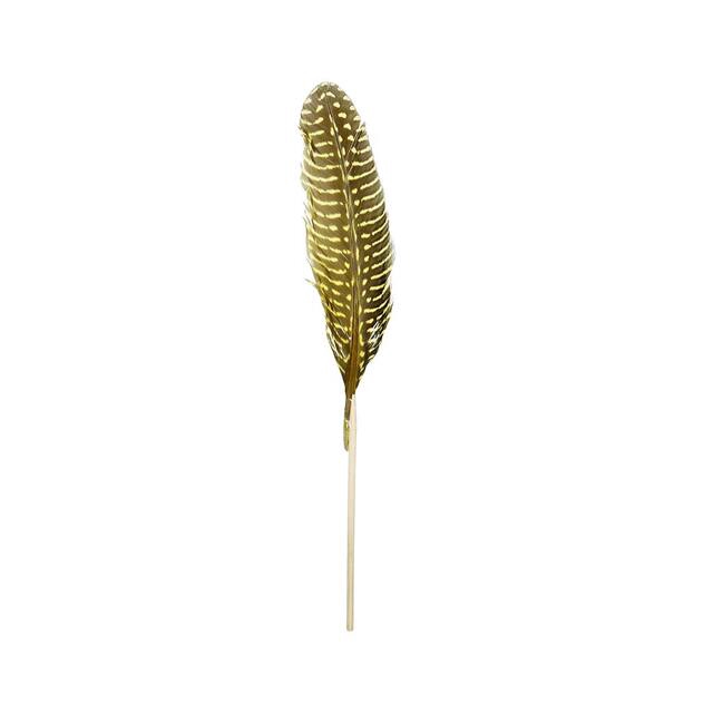 <h4>Pick grouse feather 20cm+12cm stick yellow</h4>