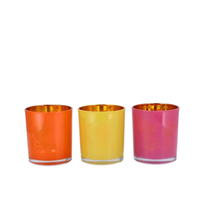 <h4>Hilly Dutch Orange Mix T-light Glass Ass 9x10cm Nm</h4>