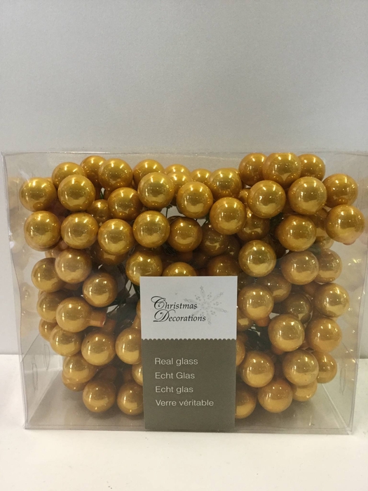 KERSTBAL GLASS 20MM ON WIRE 144PCS OCRE