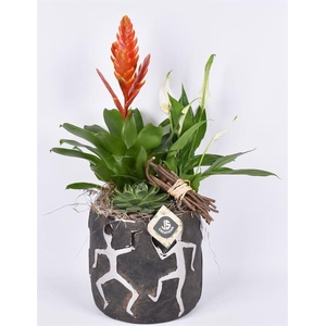 Keramiek sierpot zwart zilver 19cm