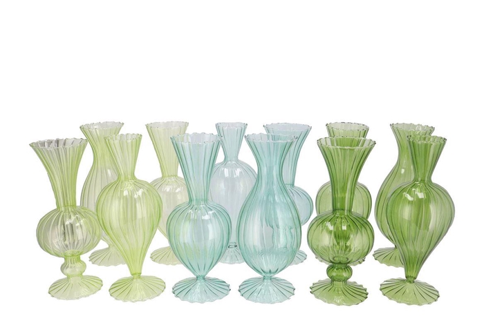 <h4>Sunny Fresh Green Mix Glass Vase Ass 12x12x28cm</h4>