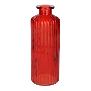 DF02-666113200 - Bottle Caro lines d4.5/7.5xh20 cherry red transparent