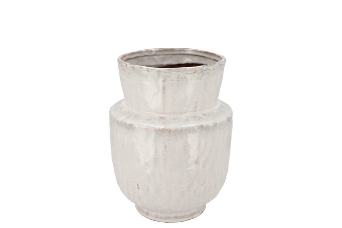 Iron Stone White Vase 18x18x22cm