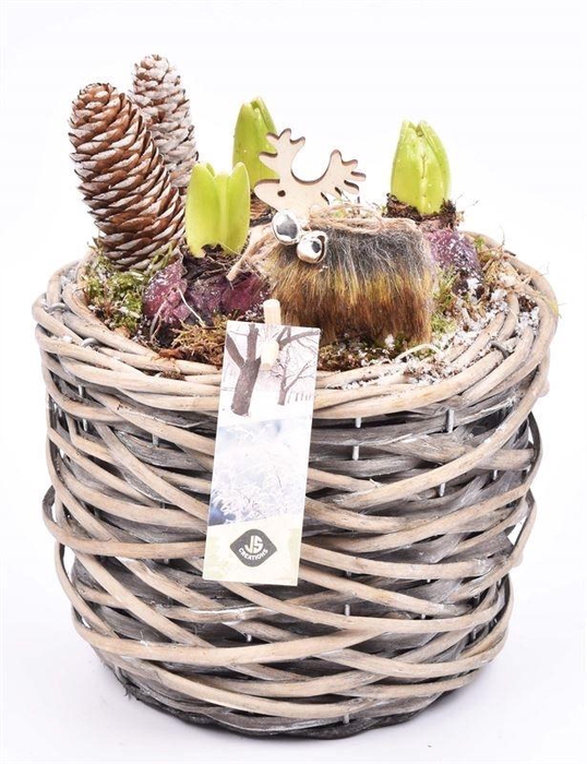 Wilg mand grijs 18cm