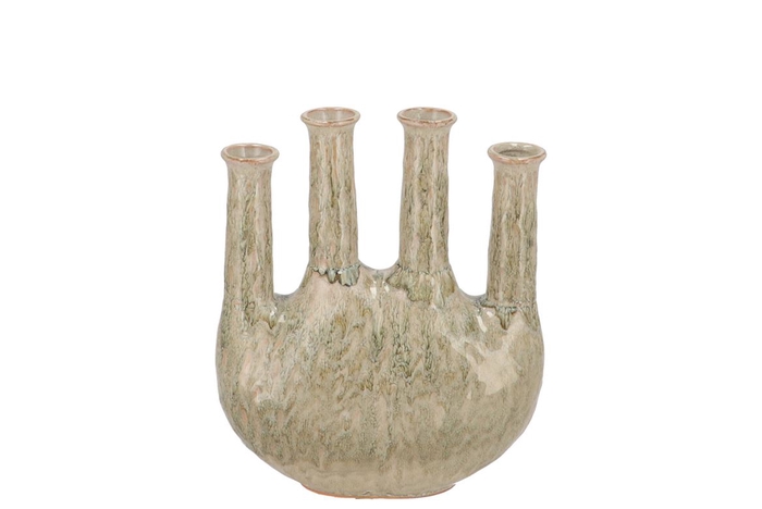 <h4>Inga Jahra Green Vase Oval Tube Active Glaze 23x10x27cm</h4>