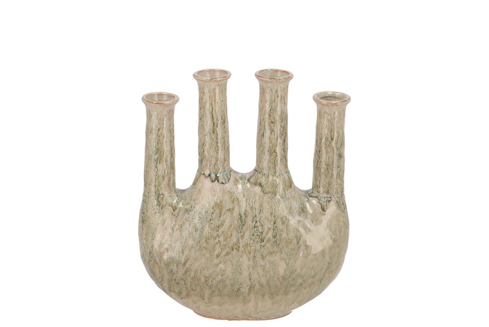 <h4>Inga Jahra Green Vase Oval Tube Active Glaze 23x10x27cm Nm</h4>