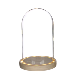 Glas LED stolp d14*21.5cm incl.batt.