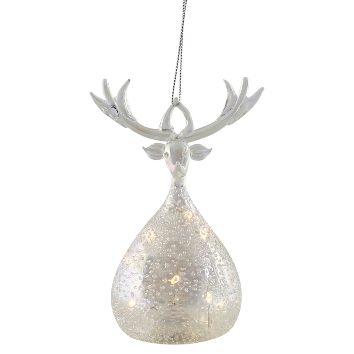 <h4>DF12-GF-16650 - Glass deer 6,5x13cm ww 5led b/o</h4>